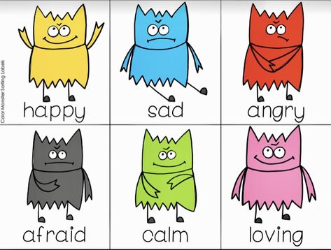 Monster Feelings Printable, The Colour Monster Activities Preschool, Feelings Monster, The Color Monster Activities Preschool, Color Monsters Emotions, The Colour Monster Activities, Monster Emotions, Emotion Activity, Monster Preschool