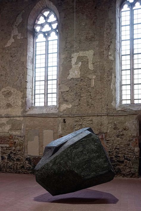 borgman-lenk-wurf-leipzig-monastery-stone-installation-designboom-02 Street Installation, Paper Mache Sculpture, Interactive Installation, Mobile Art, Hanging Mobile, Sculpture Installation, Abstract Sculpture, A Rock, Grimm