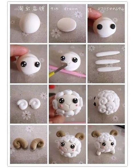 Clay Sheep, Cupcake Fondant, Polymer Clay Kunst, Clay Crafts For Kids, Homemade Clay, Kids Clay, Polymer Clay Figures, Tanah Liat, Polymer Clay Diy