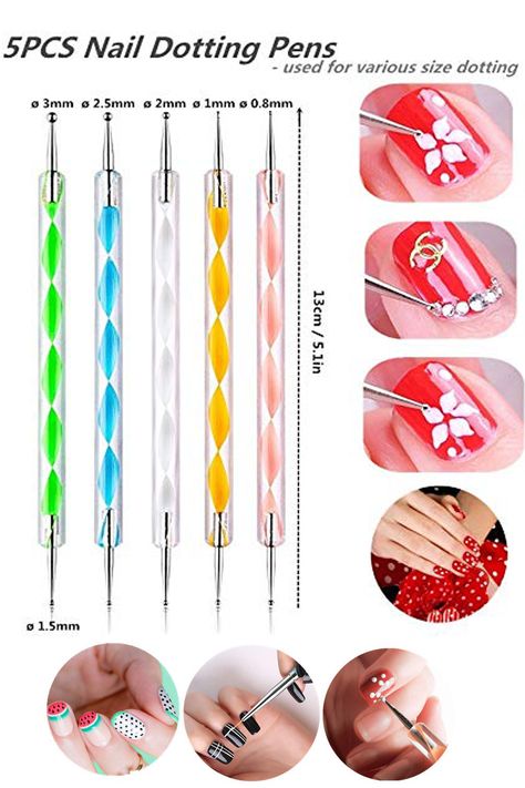 nail dotting tool Nail Design Dotting Tool, Nails Dotting Tool, Doting Tool Nail Art, Dotter Tool Nail Art, Dotting Tool Nail Art, Doting Tools Nail Art, Nail Dotting Tool, Light Nail Polish, Painting Brushes