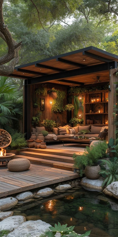 Home Garden Design, Backyard Garden Design, Outdoor Decor Backyard, Backyard Makeover, Backyard Patio Designs, Dream House Exterior, Backyard Oasis, Outdoor Rooms, Backyard Decor