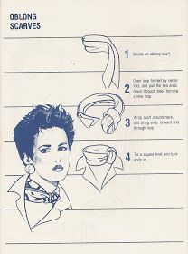 Came across a manual from the 80s (clearly depicted by the hairstyles!) about how to tie scarves. Thought I would share the tutorial with m... Simpul Dasi, Ways To Tie Scarves, Tie A Scarf, Scarf Knots, Ways To Wear A Scarf, How To Wear A Scarf, Tie Scarf, Hermes Scarf, Twilly