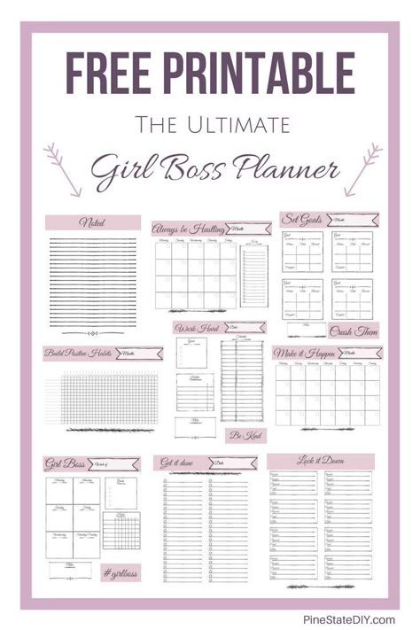 Boss Planner, Girl Boss Planner, Free Planner Printables, To Do Planner, Printable Planner Pages, Free Girl, Boss Girl, Organization Printables, Planner Printables Free