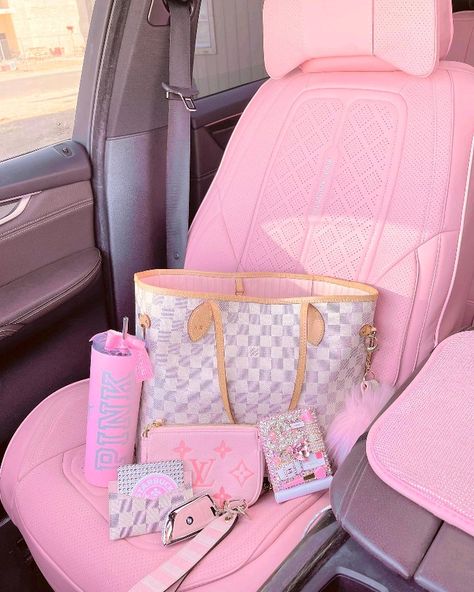 Ways To Decorate Your Car, Amazon Car Must Haves, Decorated Car, Car Must Haves, Pink Car Interior, Pink Aesthetic Girly, Car Finds, Pink Car Seat, Princess Car