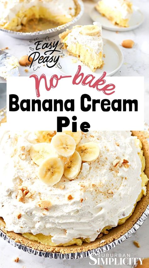 12 Tomatoes No Bake Banana Cream Pie, No Bake Cakes And Pies, Quick And Easy No Bake Pies, No Bake Pie Recipes Easy, Easy Fruit Desserts No Bake, Jello Banana Cream Pie Recipe, Easy No Bake Pies 4 Ingredients, Bana Cream Pie Recipe Easy, No Bake Cream Pies