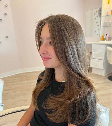 V Shaped Haircut With Face Frame, Layers For Long Hair Front View, Layered Hair Front View, Long Layered Hair Cut, Hair Front View, Hair Front, Front Hair Styles, Long Layered Hair, Long Layers