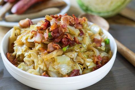 This Sweet and Sour Cabbage recipe with bacon is loaded with flavor and will wake up every taste bud in your mouth. Grill some bratwurst for a full meal. Supper Sides, Cabbage With Bacon, Sweet And Sour Cabbage, Sour Cabbage, Bacon Fried Cabbage, Polish Dishes, Cabbage And Bacon, Fried Cabbage, Low Carb Side Dishes