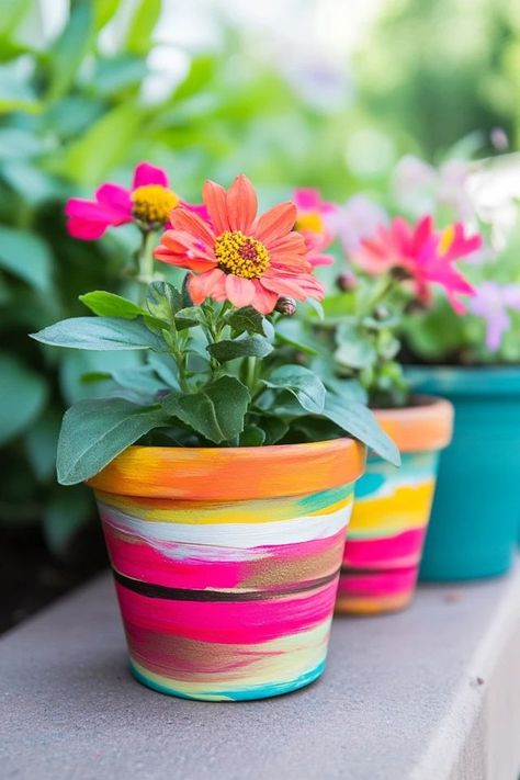 "Transform simple pots into works of art with DIY Painted Terra Cotta Pots! 🎨🪴 Ideal for adding personality and color to your indoor or outdoor garden. 🌿✨ #DIYDecor #TerraCottaPots #PlantInspiration" Tree Pot Painting, Painted Flower Pots Aesthetic, Terracotta Planter Painting Ideas, Painted Terra Cotta Pots Ideas Diy, Diy Flower Pot Ideas, Painting Plastic Pots, Painting On Flower Pots, Pots Painting Ideas, Painting Plant Pots Ideas