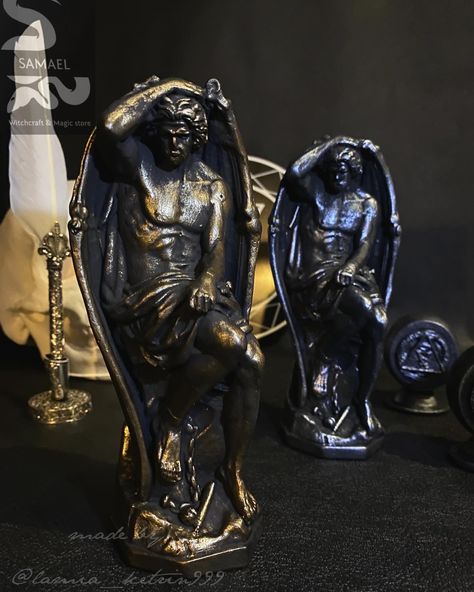 Lucifer Statue Lucifer Altar, Baphomet Symbol, Lucifer Statue, Witchcraft Supplies, Occult Art, Home Decor Color, Saint Paul, Antique Gold, Ukraine