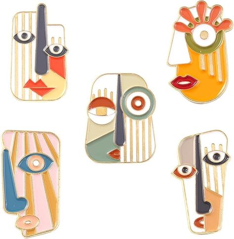 Amazon.com: DD-life 5 Pcs Picasso Style Enamel Pin Art Mask Brooch Pins Dress Accessories Fashion Shiny Brooch for Any Special Occasions: Clothing, Shoes & Jewelry Diy Your Clothes, People Wearing Glasses, Art Mask, Picasso Style, Funny Paintings, Collar Pin, Pin Enamel, Pin Fashion, Collar Pins