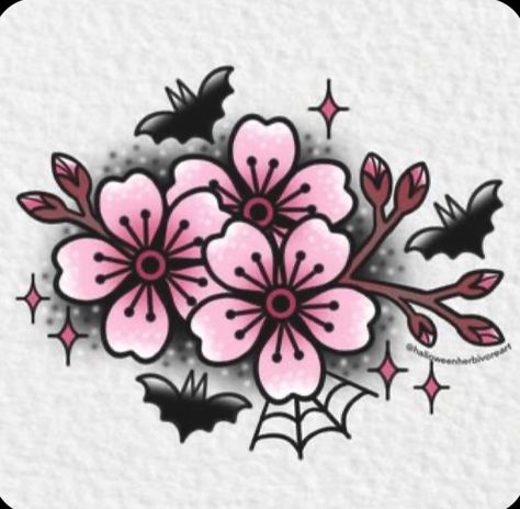 Goth Flower Tattoo, Goth Tattoo Designs, Pastel Goth Tattoo, Flash Ideas, Goth Tattoo, Tattoo Hand, Cute Little Tattoos, Halloween Tattoo, Halloween Tattoos