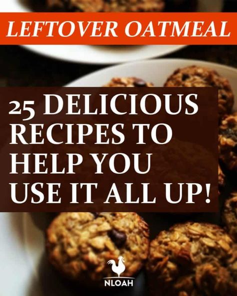 Leftover Oatmeal: 25 Delicious Recipes To Help You Use It All Up! • New Life On A Homestead | Homesteading Blog How To Use Leftover Cooked Oatmeal, Leftover Oatmeal Cake, Recipes Using Leftover Cooked Oatmeal, Uses For Leftover Cooked Oatmeal, Cooking With Oatmeal, What To Do With Leftover Oatmeal, Cooked Oatmeal Recipes Leftover, Leftover Oatmeal Recipes, Cooked Oatmeal Recipes