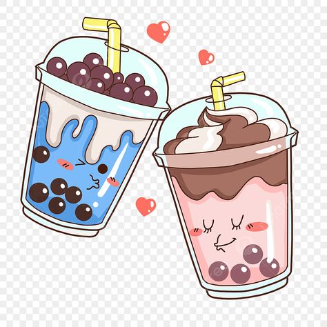 Milk Tea Png, Cartoon Cute Couple, Expression Cartoon, Tea Png, Tea Logo, Pearl Tea, Food Cart Design, Paper Duck, Cartoon Clouds