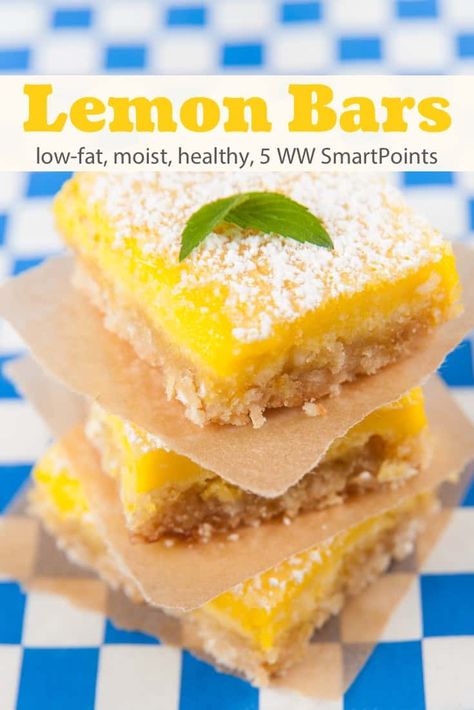 Weight Watchers Lemon Bars, Weight Watcher Desserts, Spring Time Desserts, Low Fat Desserts, Lemon Bar, Lemon Bars Recipe, Lemon Diet, Lemon Dessert Recipes, Ww Desserts