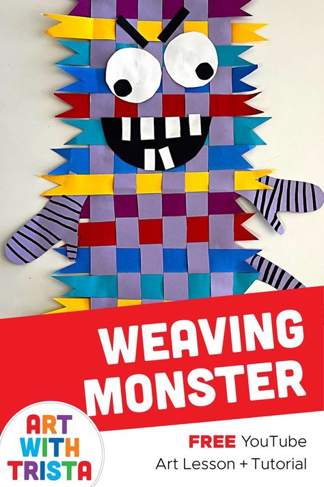 How to make a paper weaving and turn it into a monster for a fun Halloween art project. Monster Video, Halloween Art Lessons, Art Teacher Resources, Halloween Art Projects, Paper Weaving, Video Art, Camping Art, Art Lesson, Monster Art