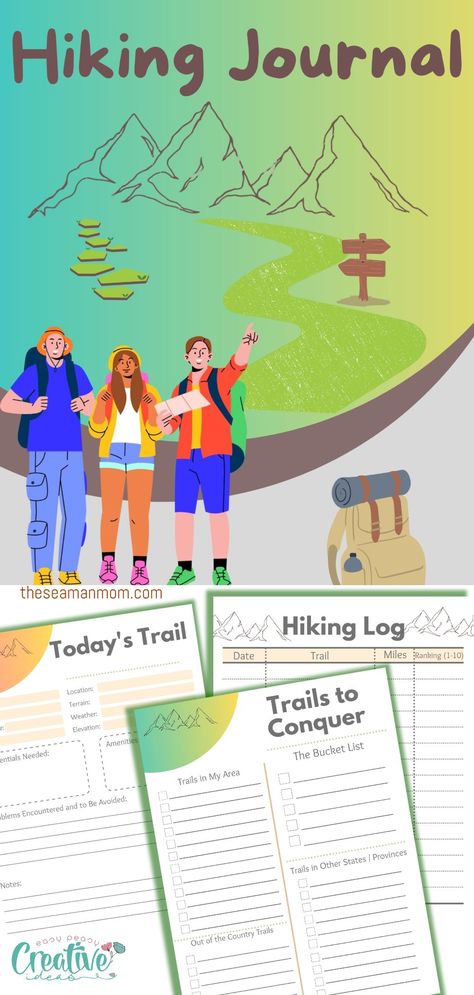 PRINTABLE HIKING JOURNAL Hiking Checklist, Friends Diy, Checklist Template, Making Life Easier, Journal Template, Planner Printables Free, Small Photos, Life Organization, Journal Printables