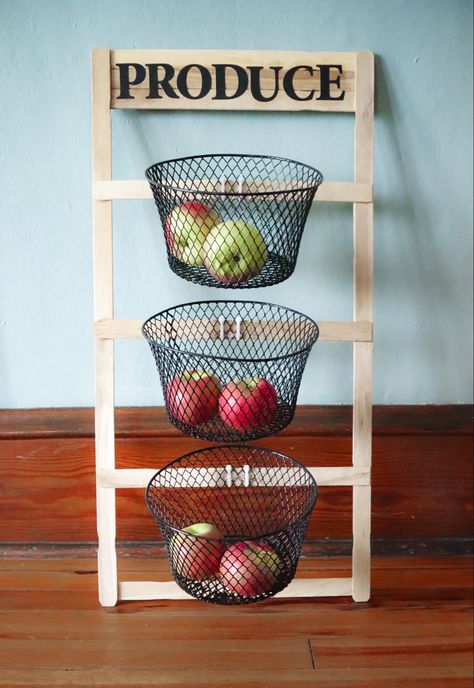 Kitchen Storage Dollar Tree, Diy Produce Storage, Hanging Produce Basket, Tree Baskets, Produce Basket, Dollar Tree Baskets, Produce Baskets, Diy Organizing, Organize Ideas