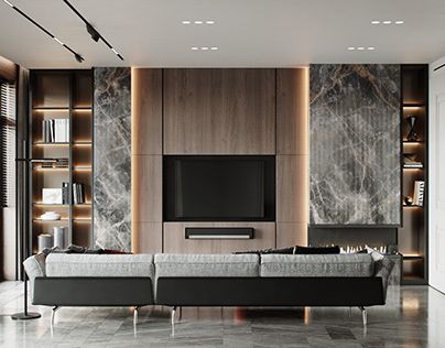 IDOL DESIGN on Behance Tv Room Design, Luxury Living Room Design, 아파트 인테리어, Tv Wall Design, Living Room Design Decor, Living Room Tv Wall, Interaction Design, Design Living Room, A Living Room