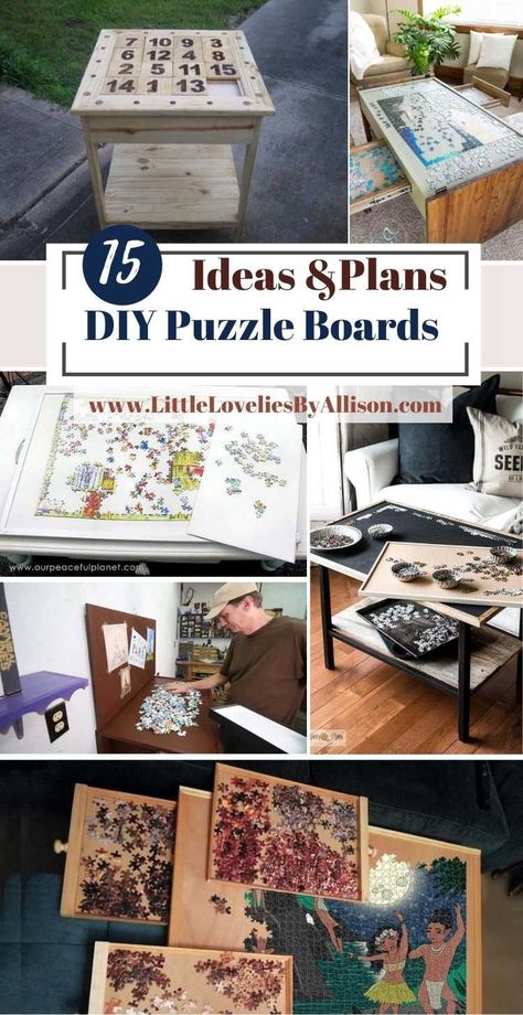 15 DIY Puzzle Boards Ideas: How To Make A Puzzle Board How To Make A Puzzle Into A Picture, Puzzle Board Ideas, How To Make A Puzzle Board, Puzzle Sorting Trays Diy, Puzzle Display Ideas, Puzzle Board Diy, Diy Puzzle Board, Make A Puzzle, Trays Diy