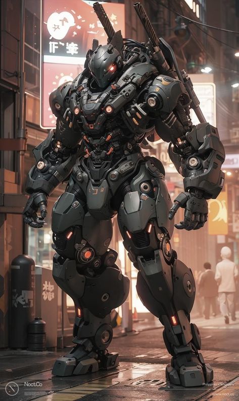 Futuristic Power Armor, Futuristic Mech Suit, Cyberpunk Power Armor, Chitin Armor Concept Art, Anime Power Armor, Robot Soldier Art, Mech Concept Art Robots, Futuristic Exosuit, Mech Armor Suits