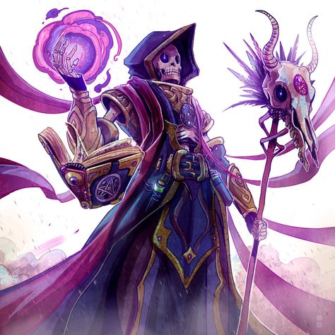 Dnd Sorcerer, Dnd Wizard, Character Commission, Types Of Magic, Fantasy Wizard, Creature Artwork, 다크 판타지, Skeleton Art, Monster Concept Art