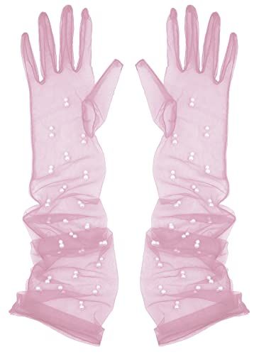 Aniler Women's 21'' Tulle long Wedding Bridal Gloves Elbow Length Sheer Gloves Long Opera Party Gloves Pink Quinceanera Dresses Gloves & Mittens, Sheer Long Gloves, Tulle Gloves · Zara ·, White Sheer Gloves, Pink Sheer Gloves, Party Gloves, Sheer Gloves, Gloves Long, Pink Gloves