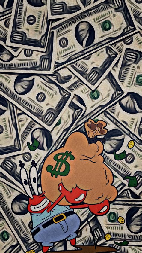 Mr Krabs Money Wallpaper, Cartoon Money Wallpapers, Spongebob Lockscreen Iphone Wallpapers, Money Cartoon Wallpaper, Mr Krabs Wallpaper, Cartoon Money Aesthetic, Aesthetic Money Wallpapers, Money Wallpaper Iphone Aesthetic, Iphone Wallpaper Money