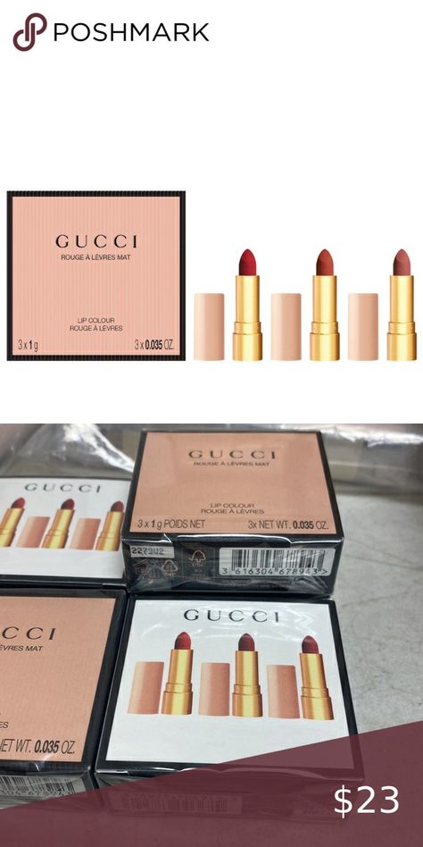 Gucci Mini 3 Piece Matte Lipstick Festive Gift Set Gucci Lipstick, Gucci Travel, Gucci Mini, Gucci Gifts, Matte Lipstick, Lipsticks, 3 Piece, Gift Set, Gucci