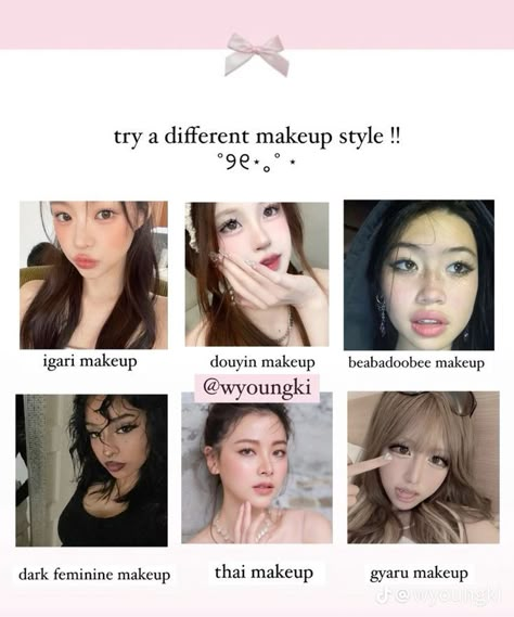 Different Styles Of Makeup, Asian Makeup Tutorials, Makeup Tuts, Gyaru Makeup, Face Charts, Punk Makeup, Make Up Tutorials, Makeup Face Charts, Cool Makeup Looks