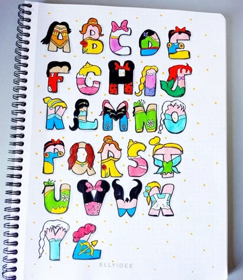 Alphabet Stitch, Calendar Doodles, Hand Lettering Alphabet Fonts, Drawing Themes, Scrapbook Fonts, Disney Letters, Alphabet Drawing, Best Friend Birthday Cards, Disney Alphabet