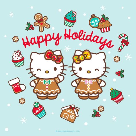 Wishing your holidays are as sweet as gingerbread cookies! ❤️✨ Hello Kitty Wallpaper Hd, Hello Kitty Printables, Hello Holiday, Kitty Pictures, Winter Embroidery, Kitty Items, Pink Xmas, Kitty Images, Hello Kitty Backgrounds