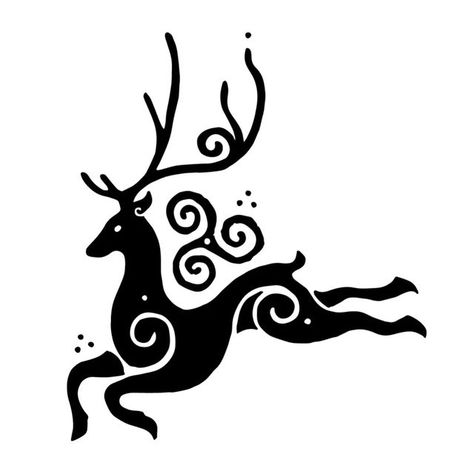 Celtic Illustration Art, Celtic Deer Design, Celtic Pagan Art, Celtic Stag Tattoo, Celtic Deer Tattoo, Celtic Pagan Tattoo, Norse Stag, Druidic Tattoo, Runestone Art