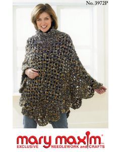 Poncho Pattern Poncho Haken, Cape Au Crochet, Poncho Au Crochet, Crochet Capelet, Knifty Knitter, Crochet Cape, Mary Maxim, Crochet Poncho Patterns, Poncho Pattern