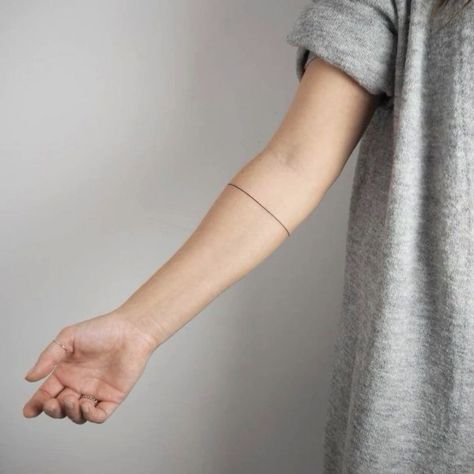 Straight Line Arm Tattoo, Dainty Arm Band Tattoos For Women, Thigh Band Tattoo Women Simple, Line Around Arm Tattoo Women, Line On Arm Tattoo, Line Arm Tattoo For Women, Forearm Line Tattoos For Women, Fine Line Armband Tattoo, Tattoo Line Around Arm