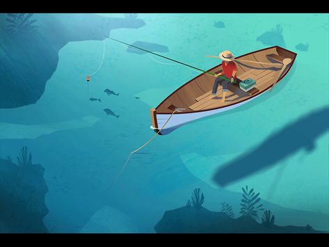 Fisherman by Matthieu REBUFFAT Fishing Animation, Boat Animation, Fisherman Aesthetic, Face Animation, Fisherman Boat, Fish Swimming, Animation Reference, Personal Project, Stop Motion