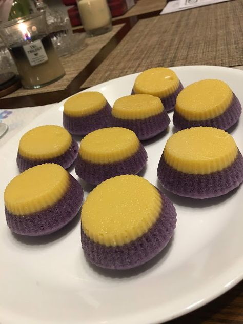 Beyond-my-thoughts: Ube Puto Flan Putoflan Recipe, Ube Flan Cake Recipe, Ube Flan, Ube Cupcake Recipe, Ube Dessert Recipe, Phillipino Food, Chinese Dessert Recipe, Easy Empanadas Recipe, Filipino Dessert Recipes