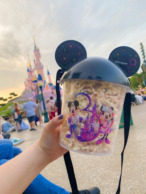 Disneyland Paris castle behind a popcorn bucket with the Disneyland Paris 30 th Logo on it! Disneyland Popcorn Bucket, Disneyland Paris Shops, Disneyland Paris Merchandise, Disneyland Paris Food, Disneyland Shopping, Disneyland Paris 30th Anniversary, Disneyland Popcorn, Disneyland Shop, Disney Popcorn