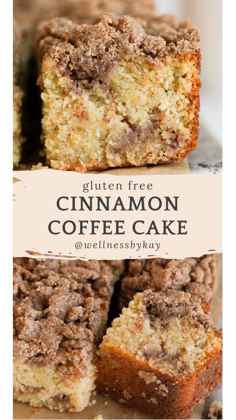 Gluten Free Cinnamon Coffee Cake is the only coffee cake you’ll ever need! Made with almond flour, oat flour, and more delicious ingredients … this treat is a soft buttery cake with a cinnamon sugar swirl and streusel crumble topping. It’s full of cinnamon flavor, has the perfect texture, and is the best pairing for your morning coffee or tea! Gluten Free Cinnamon Crumb Cake, Gluten Free Coffee Cake Cookies, Gluten Free Struessel Topping, Gluten Free Cinnamon Coffee Cake, Gluten Free Cinnamon Roll Cake, Gluten Free Recipes With Oat Flour, Easy Gluten Free Cupcakes, Cinnamon Coffee Cake Recipes, Gf Coffee Cake