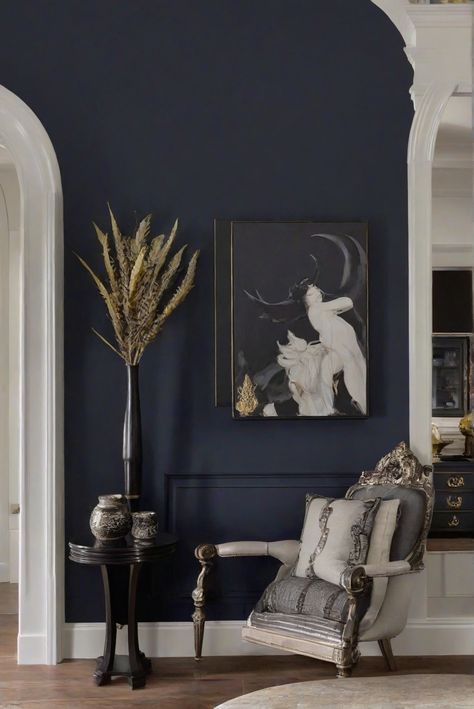 1. Living room paint
2. Dark Night SW 6237
3. Home decor
4. Interior design Sherwin Williams Dark Night Color Palette, Sherwin Williams Dark Knight, Dark Night Sherwin Williams, Dark Night Paint, Sw Dark Night, Dark Painted Rooms, Sherwin Williams Dark Night, Small Sitting Room Ideas, Living Room 2024