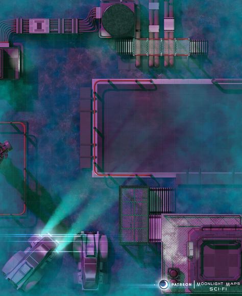 "Make sure all the windows are up, we can't let that gas get anywhere near us!"  🌙 For hundreds more battle maps visit my website! Happy gaming!⁠ ⁠ #outpost #remote #scifi #cyberpunk #cyberpunkred #cyberpunkbattlemaps #cyberpunkmaps #scifirpg #alienrpg #starfinder #starfindermaps #starfinder2e #starwarsrpg #edgeoftheempire #starwarsbattlemaps #bladerunner #foundryvtt #dungeonmaster #tabletop #tabletopgaming⁠⁠⁠ Cyberpunk Ttrpg, Maps Rpg, Tokens Rpg, Space Map, Edge Of The Empire, Sci Fi Rpg, Cyberpunk Rpg, Midnight City, Dnd World Map