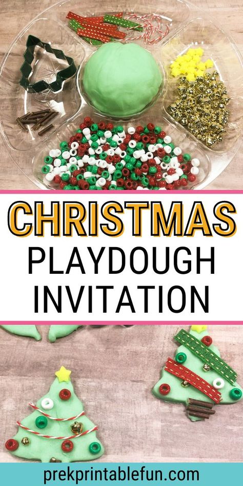 Christmas Invitation To Play, Strewing Ideas, Play Dough Invitation, Daycare Themes, Christmas Learning, Dough Ideas, Christmas Kindergarten, Preschool Arts And Crafts, Invitation To Play