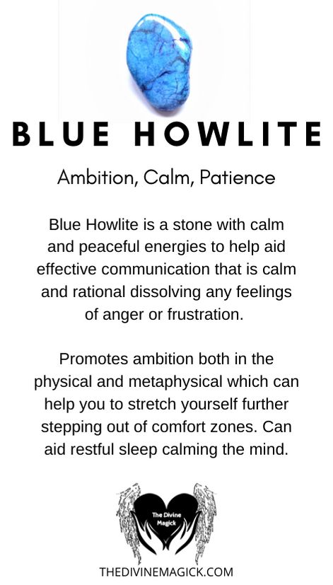 Blue Howlite Meaning, Blue Howlite Crystal Meaning, Howlite Crystal Meaning, Stone Meanings, Best Healing Crystals, Howlite Crystal, Blue Howlite, Wiccan Spell Book, Crystals Healing Properties