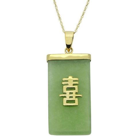 Jade 10k Gold "Happiness" Chinese Symbol Pendant Necklace ($128) ❤ liked on Polyvore featuring jewelry, necklaces, green, chain necklaces, rectangle pendant necklace, green jade necklace, jade pendant necklace and green jade pendant Happiness Chinese Symbol, Necklaces Green, Green Jade Necklace, Jade Necklace Pendant, Rectangle Necklace, Earthy Jewelry, Green Pendant, Rectangle Pendant, Pendants Necklaces