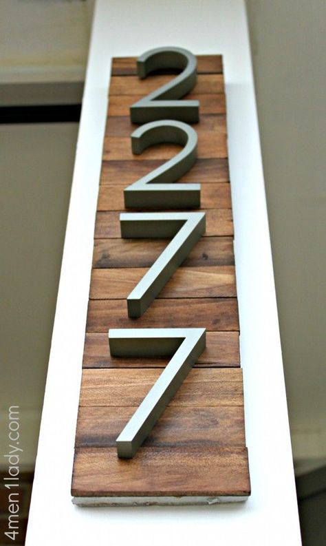 DIY house numbers House Numbers Diy, Paint Stirrers, Apartment Exterior, Casa Exterior, Front Porches, Travel Decor, House Numbers, Apartment Ideas, Easy Diy Projects