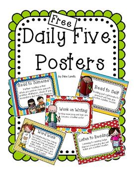 Free Daily Five Posters - literacy block (students can do 2 different activities per day or rotate through as centres) Daily 5 Kindergarten, Daily 5 Centers, Daily 5 Activities, Daily 5 Reading, Writing Centers, Daily Five, Language Spanish, 4th Grade Reading, 3rd Grade Reading