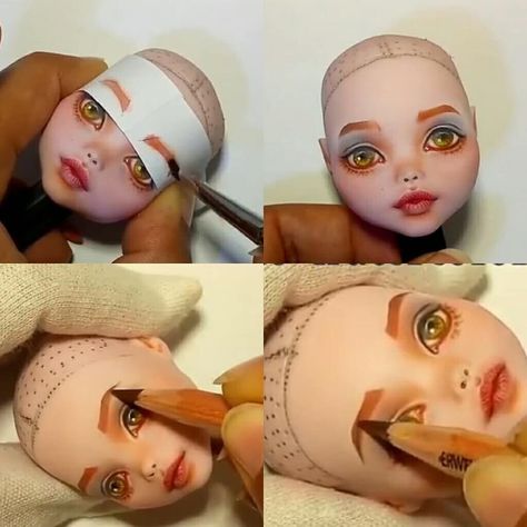 Doll Repaint Tutorial, Draw Eyebrows, Doll Face Paint, Куклы American Girl, Custom Monster High Dolls, Barbie Outfits, Monster High Custom, Monster High Repaint, Heart Key