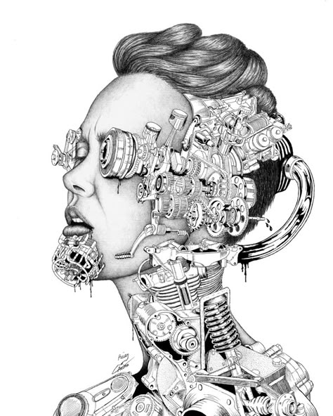 I am a creature of habits and i move in circles.. I admit there is a pattern which i've created my self! Biomechanical Drawing, Biomedical Engineering Art, Mechanical Tools, Human And Technology Art, Mechanical Art Drawing, Biomechanics Art, Human Robotics, Mechanical Woman Art, Technology Design Graphic