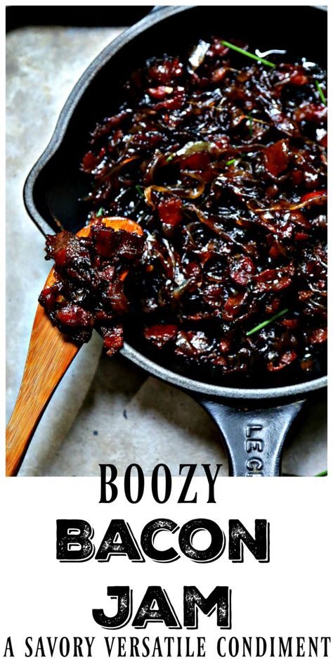 Boozy Bacon Jam Thick and decadent Bacon Jam is the perfect condiment to spread on toasted bread, or as a topping for your burgers to take them to the next level. #bacon #baconjam #condiment Bacon Jam Recipe, Savory Jam, Corn Soup Recipes, Bacon Jam, Toasted Bread, Food Favorites, Foods Recipes, Homemade Jam, Bacon Recipes