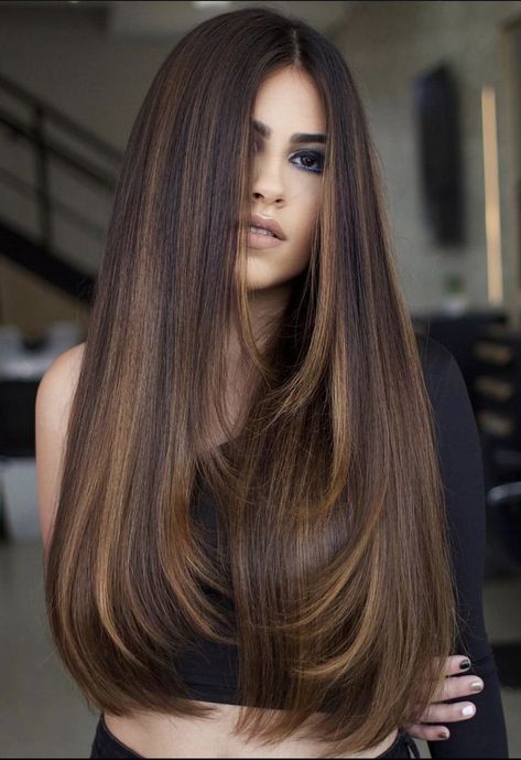 Haircuts For Long Hair Straight, Free Hairstyle, Hair Job, Global Hair, Long Hair Tips, Straight Hair Cuts, Hair Inspiration Long, Brunette Hair With Highlights, Stunning Hairstyles