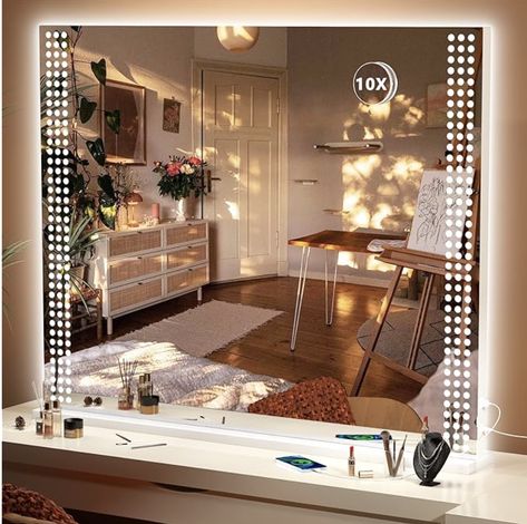 Hasipu Vanity Mirror with Lights, 40" x 32" LED Makeup Mirror, Lighted Makeup Mirror with Dimmable 3 Modes, Touch Screen Control Vanity Mirror White College Dorm Lights, Best Vanity Mirror, Dorm Lighting, Vanity Mirror With Lights, Lighted Makeup Mirror, Led Makeup Mirror, Led Light Strip, Makeup Mirror With Lights, Table Top Design